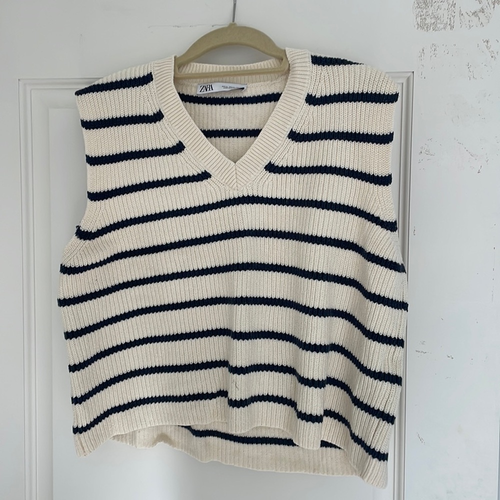 zara striped sweater vest